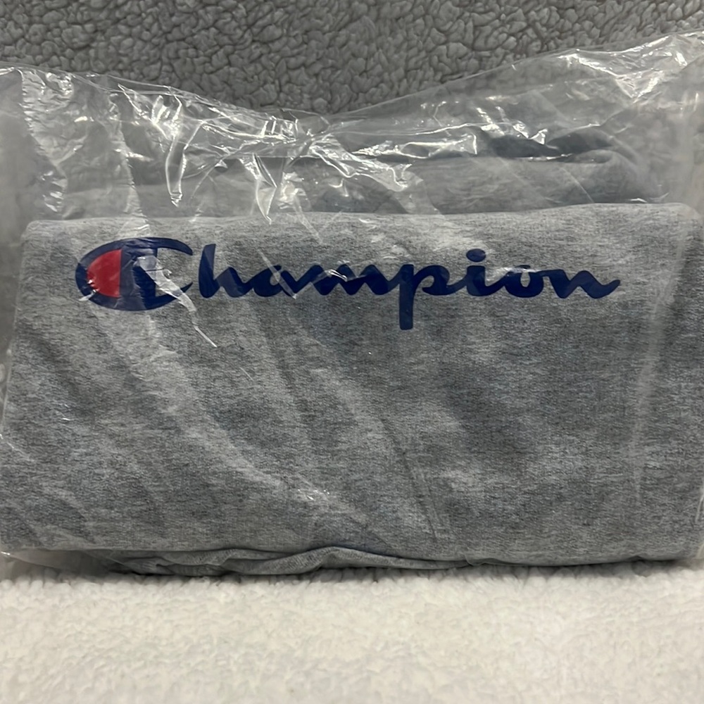 Champion Power Blend Logo Boyfriend Crew Neck Sweatshirt